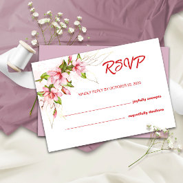Cartão de Resposta de Casamento Floral Magnólia