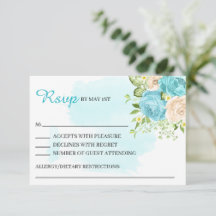 Cartão de Resposta de Casamento Floral Moderno Aqu