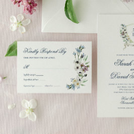 Cartão de Resposta de Casamento Floral Monograma c