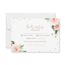 cartão de resposta de casamento floral peônia dour