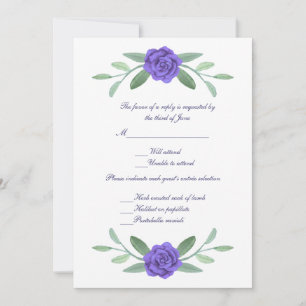 Cartão de Resposta de Casamento Floral Periwinkle