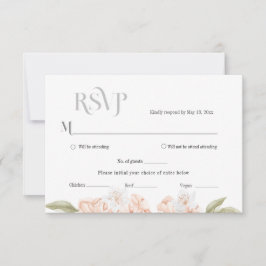 Cartão de Resposta de Casamento Floral Pêssego Mac