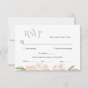 Cartão de Resposta de Casamento Floral Pêssego Mac