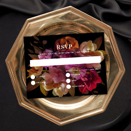 Cartão de Resposta de Casamento Floral Pintado Esc