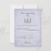 Cartão de Resposta de Casamento Floral Relevo Roxo