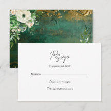Cartão de Resposta de Casamento Floral Romântico V