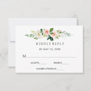 Cartão de Resposta de Casamento Floral Rosa de Pri
