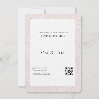 Cartão de Resposta de Casamento Floral Rosa Elegan