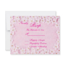 Cartão de Resposta de Casamento Floral Rosa Românt
