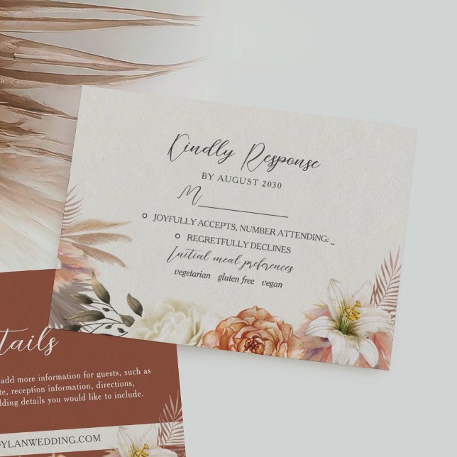 Cartão de Resposta de Casamento Floral Rústico (Criador carregado)