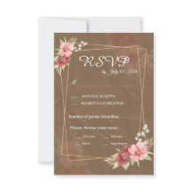 Cartão de Resposta de Casamento Floral Rústico