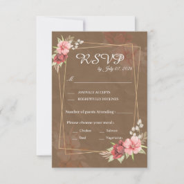 Cartão de Resposta de Casamento Floral Rústico