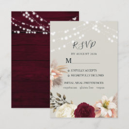 Cartão de Resposta de Casamento Floral Rústico Bor