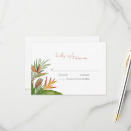 Cartão de Resposta de Casamento Floral Tropical Co