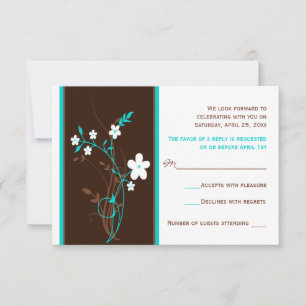Cartão de Resposta de Casamento Floral Turquesa, M