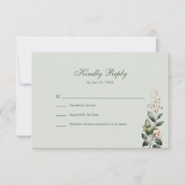 Cartão de Resposta de Casamento Floral Verde de Sa