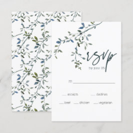 Cartão de Resposta de Casamento Floral Verde Prata