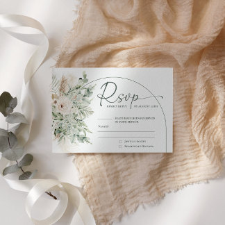 Cartão de Resposta de Casamento Floral Verde Sálvi
