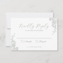 Cartão de Resposta de Casamento Floral Verde Simpl