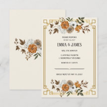 Cartão de Resposta de Casamento Floral Vintage