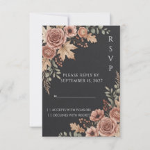 Cartão de Resposta de Casamento Floral Vintage Som
