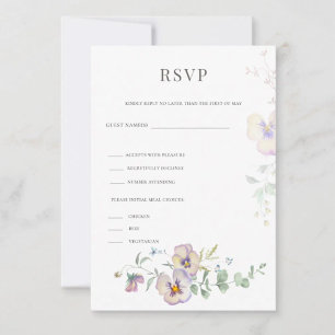 Cartão de Resposta de Casamento Floral Viola & Euc