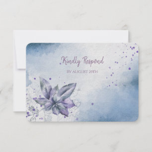 Cartão de Resposta de Casamento Floral Violeta Azu