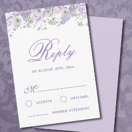 Cartão de Resposta de Casamento Flores de Lilás