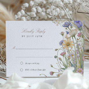 Cartão de Resposta de Casamento Flores Silvestres