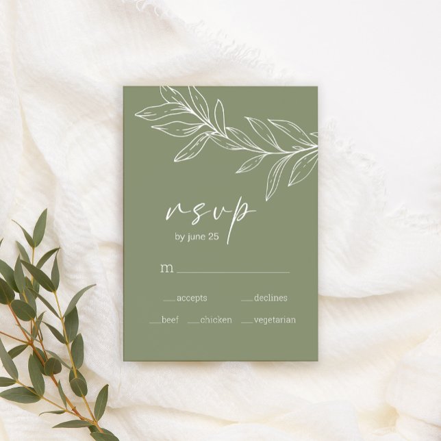 Cartão de Resposta de Casamento Flores Verde Boho  (Criador carregado)