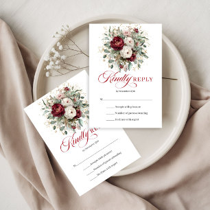 Cartão de Resposta de Casamento Flores Verde Doura