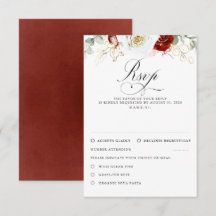 Cartão de Resposta de Casamento Flores Vermelhas B