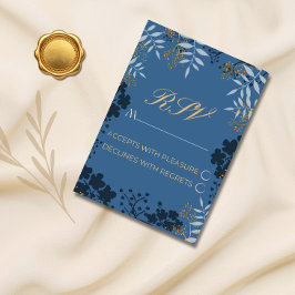 Cartão de Resposta de Casamento Folhas Elegantes