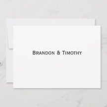Cartão de Resposta de Casamento Gay Branco Elegant