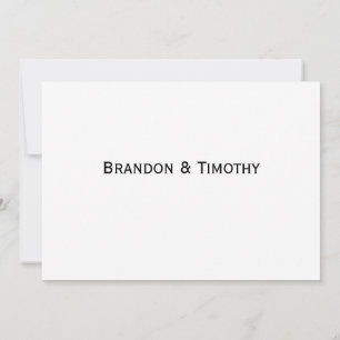 Cartão de Resposta de Casamento Gay Branco Elegant