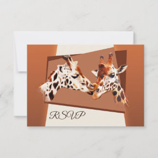 Cartão de Resposta de Casamento Girafa Zoo Safari