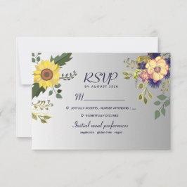 Cartão de Resposta de Casamento Girassol Boho