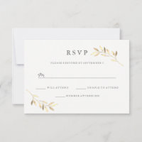 Cartão de Resposta de Casamento Golden Leaf Garden