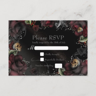 Cartão de Resposta de Casamento Gótico Black Roses