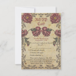 Cartão de Resposta de Casamento Gótico | Floral Vi