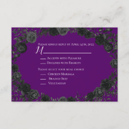 Cartão de resposta de casamento gótico-Rosa-roxo e