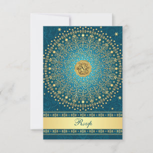 Cartão de Resposta de Casamento Hindu Ganesh Teal