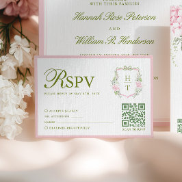 Cartão de Resposta de Casamento Hortênsia Rosa