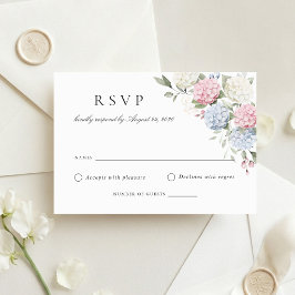 Cartão de Resposta de Casamento Hortênsia Rosa Azu