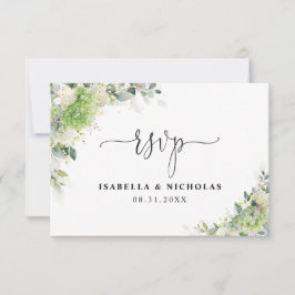 Cartão de Resposta de Casamento Hortênsias Elegant
