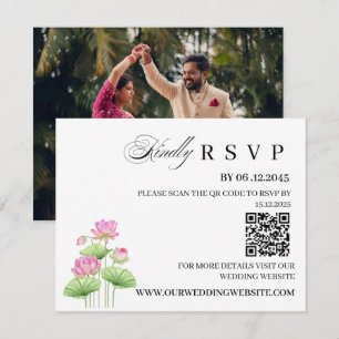 Cartão de Resposta de Casamento Indiano Lotus com 