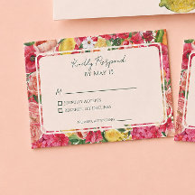Cartão de Resposta de Casamento Limão Laranja Jard