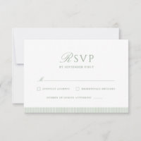 Cartão de Resposta de Casamento Listrado em Verde