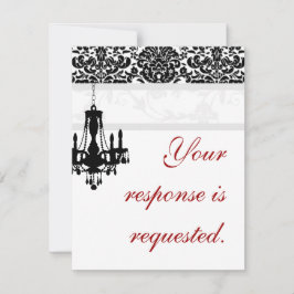 Cartão de Resposta de Casamento Lustre Elegante BW