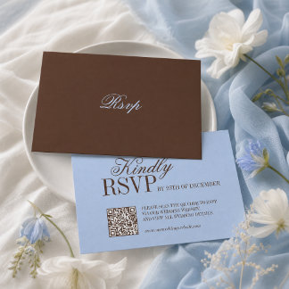 Cartão de Resposta de Casamento Luxuoso Azul e Mar